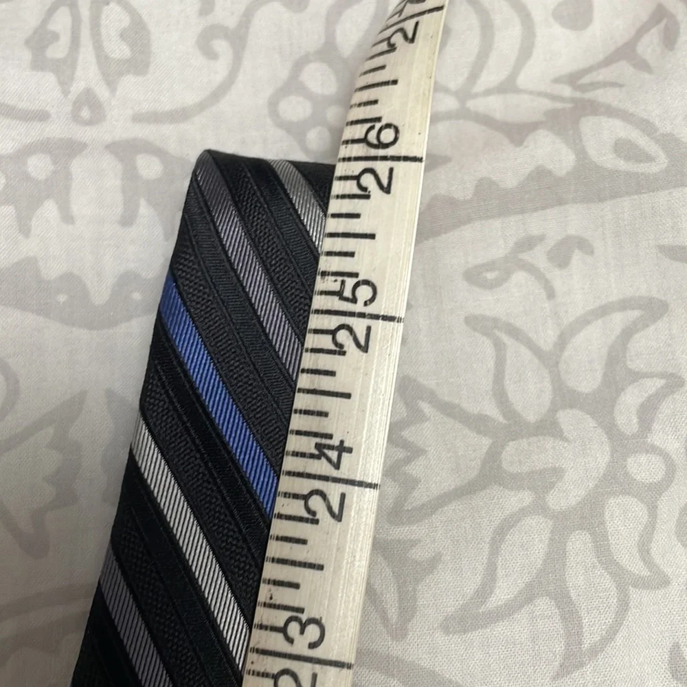Boy’s Calvin Klein Silk Tie — Blue/Gray/Silver Stripes